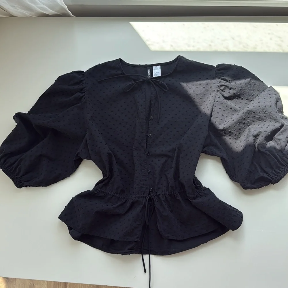 H&M Black Textured Blouse Size L - Picture 11 of 11